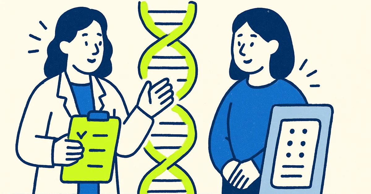 Scientific illustration comparing BRCA1 and BRCA2 gene structures on a chromosome