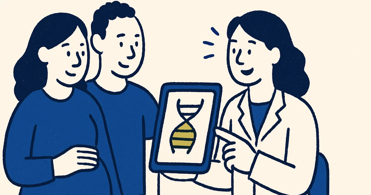 Couple discussing genetic carrier screening results with a healthcare professional before pregnancy