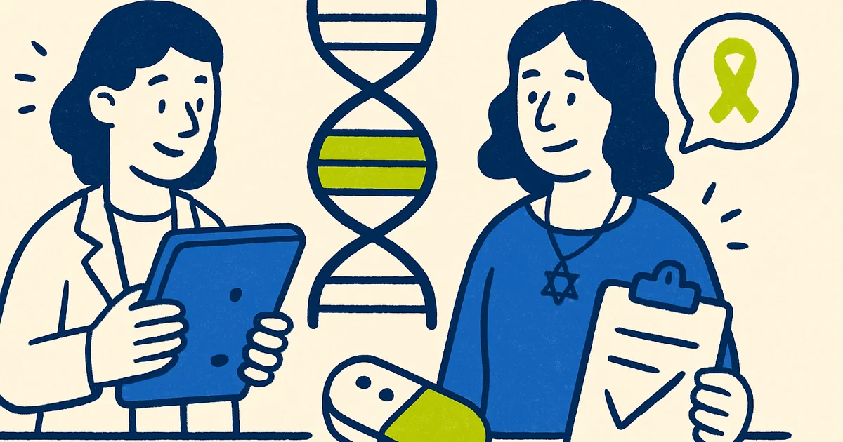 A woman discussing genetic testing options with a healthcare professional