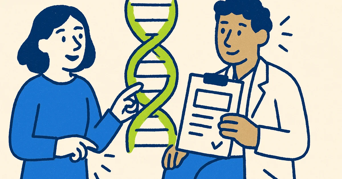 Genetic counsellor discussing family cancer history with patient during consultation